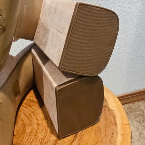 Free People Suede Platform Block Heel Mules Tan Square Toe 38 0004123152 - Picture 7 of 9